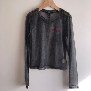 Forever21 Long Sleeve Mesh Top "Boys" Size Small